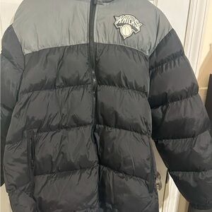 Knicks Black and Gray Puffer Jacket